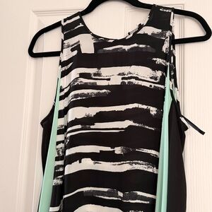 BCBGMaxAzria Black and White Abstract Tank Top